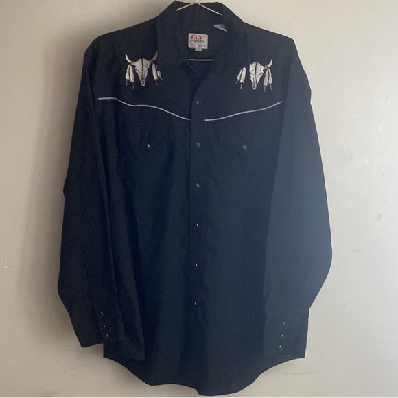 Western Embroidered Ely Diamond sz L Snap Shirt - Picture 3 of 9